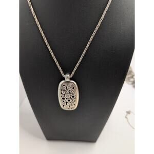 Brighton Doodle Circles Pendant Rectangle Open Rings Silver Plate Necklace